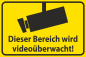 Mobile Preview: Hinweisschild Gelb mit schwarzer Aufschrift und Symbol Bereich mit Videoüberwachung